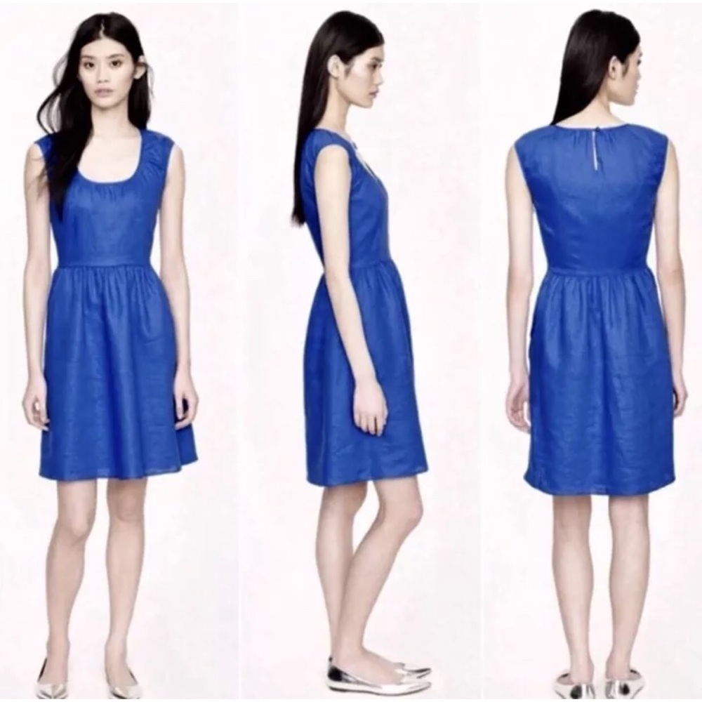 J. Crew Royal Blue Linen Dress